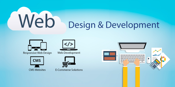 Web Design & Development As A Career Option - Represented In Blue Background.