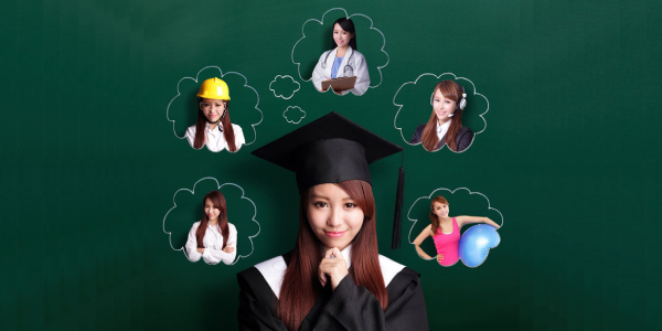 A Graduate Young Girl Thinking About Her Various Career Opportunities.