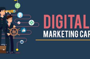 Digital Marketing Career In Marketing Concept Written In Blue Background.