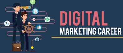 Digital Marketing Career In Marketing Concept Written In Blue Background.