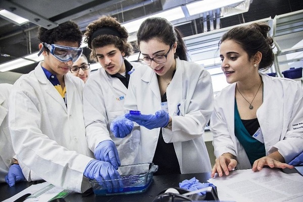 Biotech Students In Laboratory While Doing Some Medical Research.