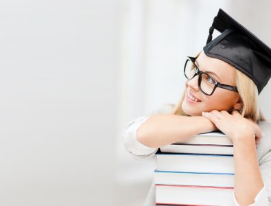 A College Studying Girl Dreaming About Her Higher Studies In Abroad.