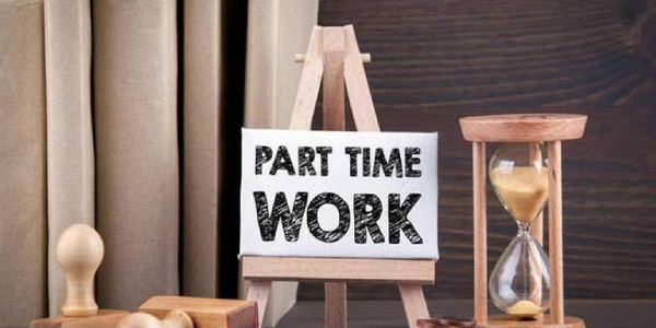 Part Time Job Written On A Small Wooden Cardboard.